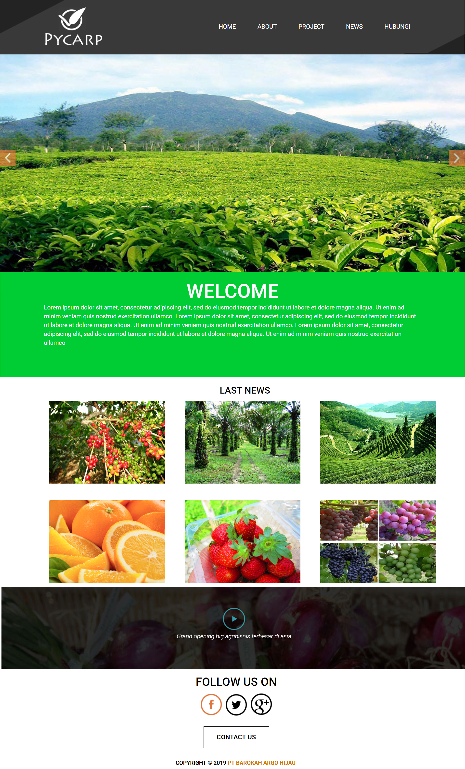 Website Company Profile  Pertanian & Perkebunan Berbasis Web